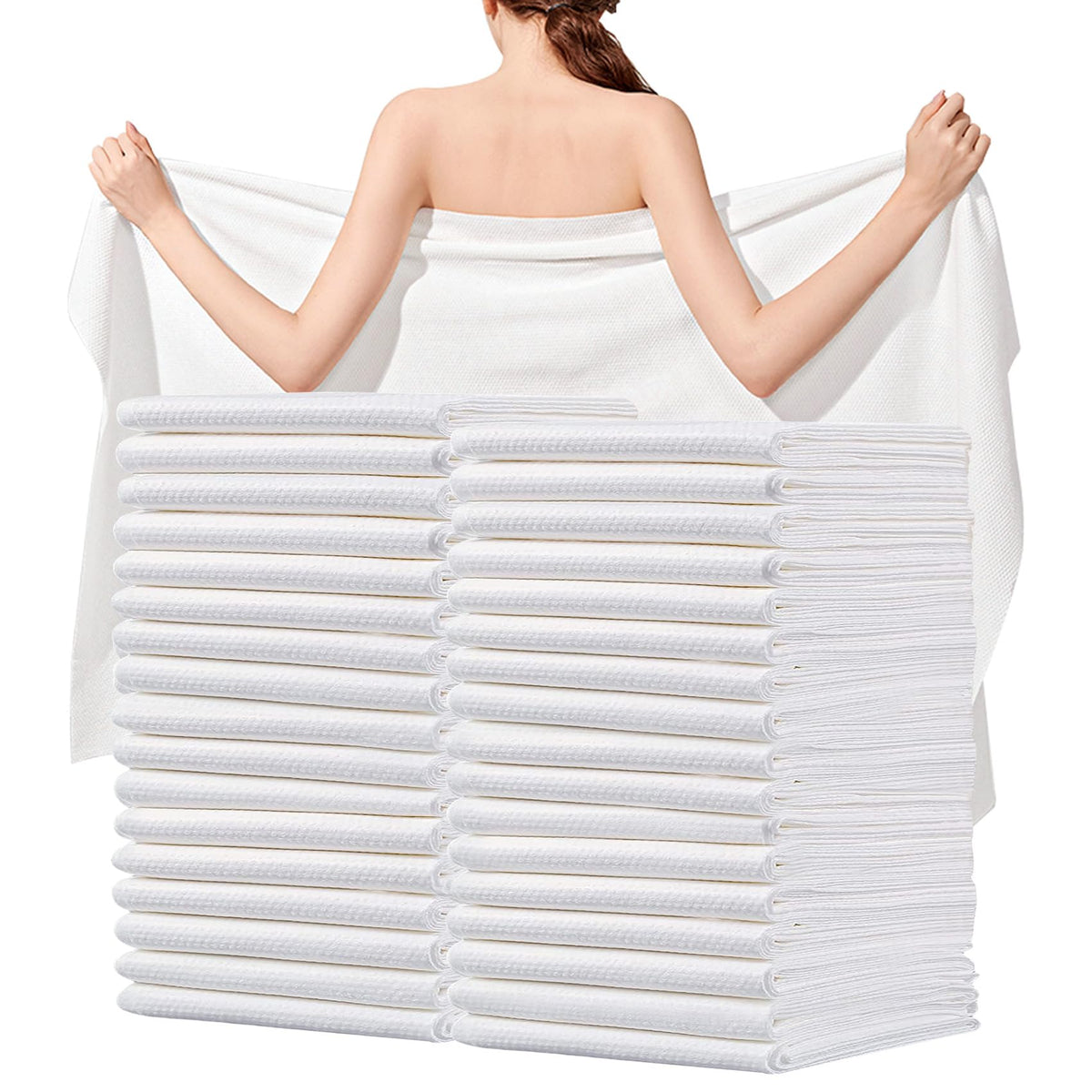 Disposable Bath Towels, 20 Pack 55" x 27.5" Ultra Soft, Quick Dry Disposable Body Towels, Portable Travel Towel for Hotel Camping Beach Swimming Gym Sauna Spa, Personal Care Pet Towels