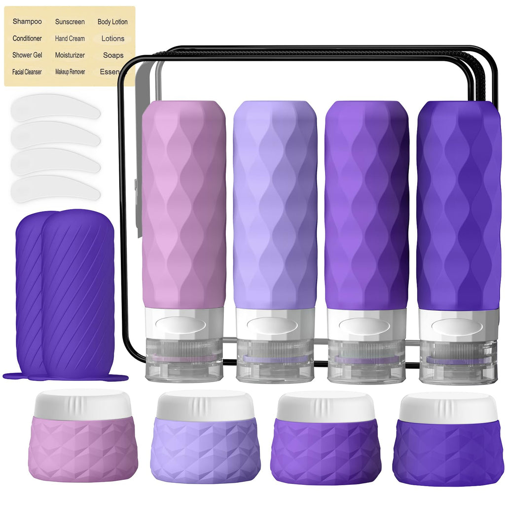 Silevoler 16Pack Travel Bottles for Toiletries, Bottles, Jars, and Covers | TSA Approved BPA Free Silicone Travel Size Containers Set, Leak Proof Refillable Liquids and Cream Essentials Kit(Cream)