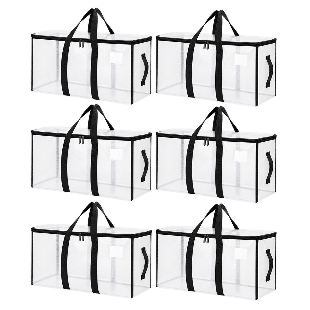 Songrey Extra Large Heavy Duty Moving Bags, 6 Pack, Dark Blue | Storage Bags with Zipper & Handles, Waterproof Totes Bags for Clothes Packing, Moving, College Supplies, Home Organization