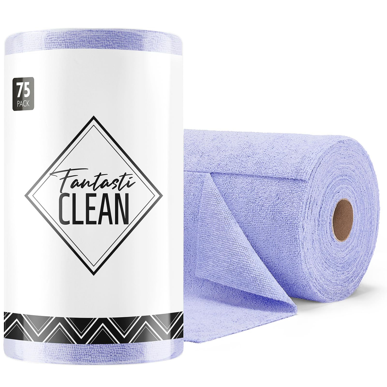 Fantasticlean Microfiber Cleaning Cloth Roll -75 Pack, 12" x 12" (Pink) | Reusable Alternative to Paper Towels, Ultra Absorbent, Lint-free Microfiber Towel Roll, for All-Purpose Cleaning