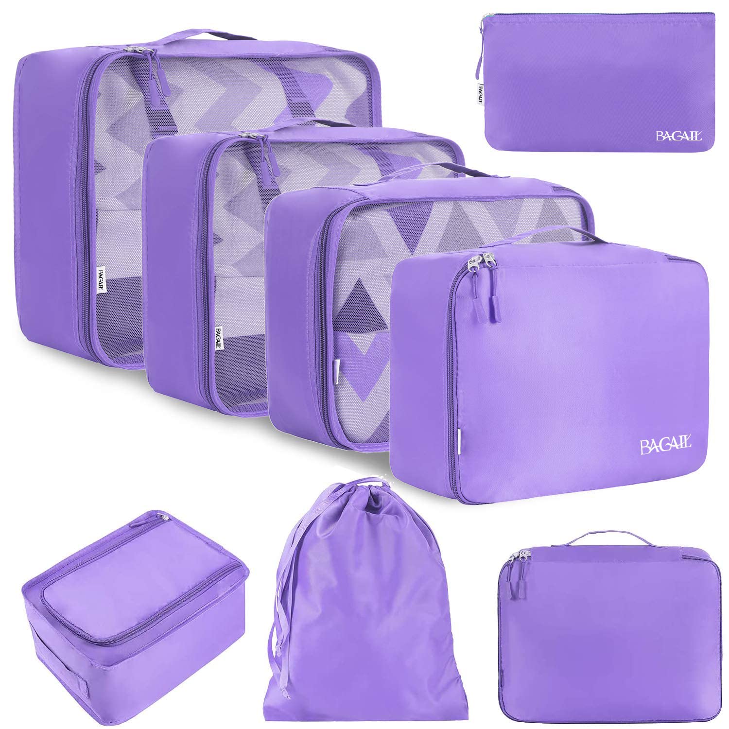 BAGAIL 8 Set Packing Cubes Luggage Packing Organizers for Travel Accessories-Blush Pink