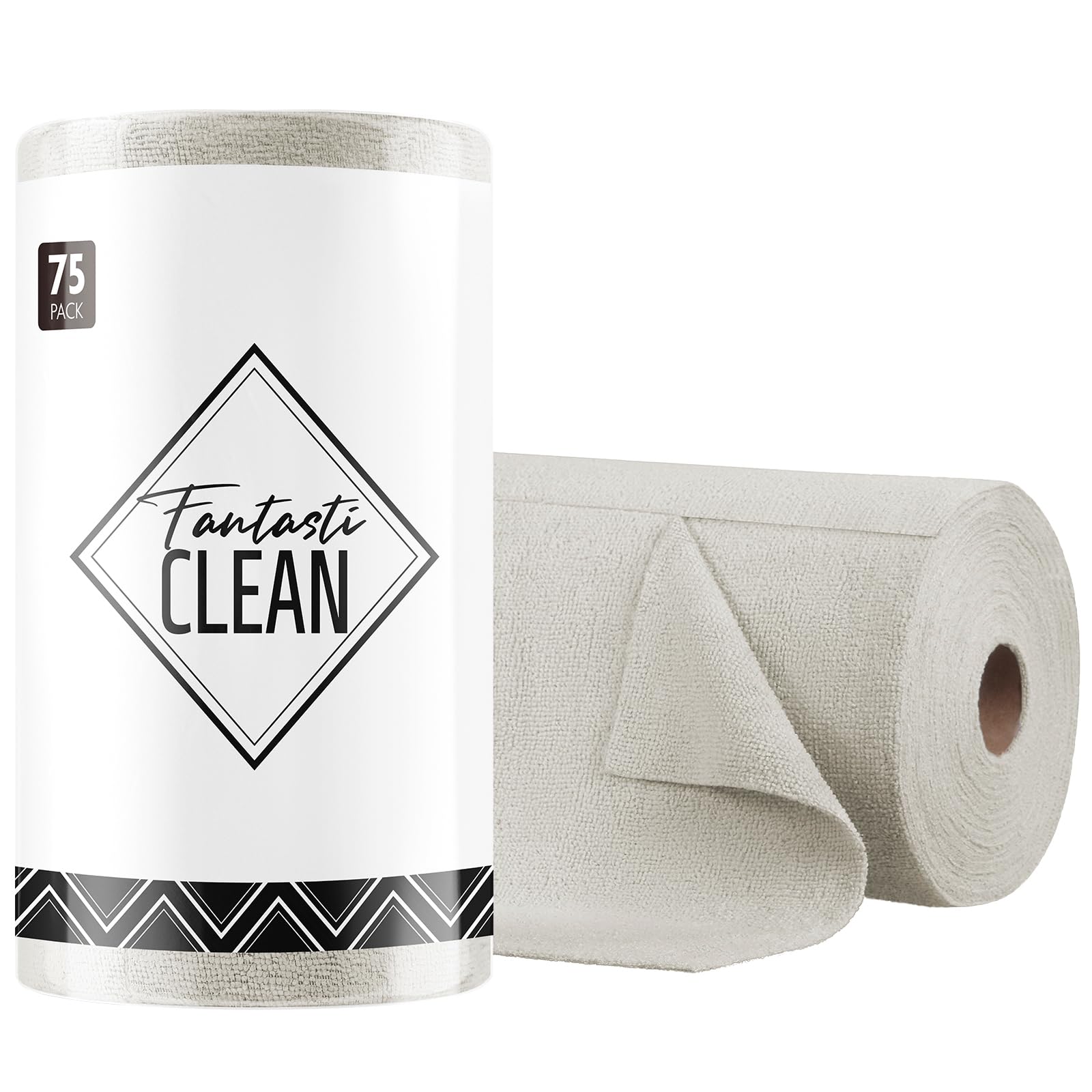 Fantasticlean Microfiber Cleaning Cloth Roll -75 Pack, 12" x 12" (Pink) | Reusable Alternative to Paper Towels, Ultra Absorbent, Lint-free Microfiber Towel Roll, for All-Purpose Cleaning