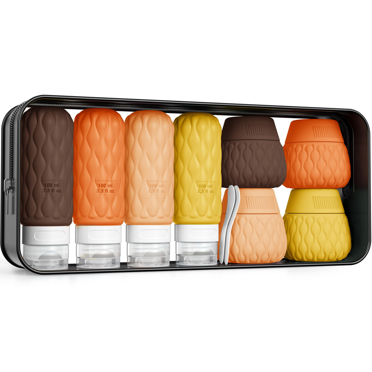 Travel Bottles for Toiletries Silicone Travel Size Containers 3.4oz 1.7oz | Travel Essentials TSA Approved Leakproof Refillable Squeeze Bottles with Labels/Clear Bag for Shampoo, Conditioner, Creams