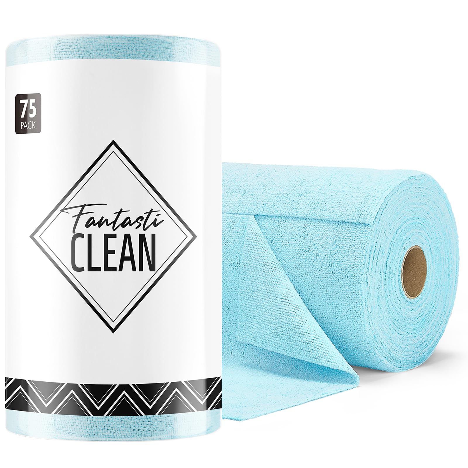Fantasticlean Microfiber Cleaning Cloth Roll -75 Pack, 12" x 12" (Pink) | Reusable Alternative to Paper Towels, Ultra Absorbent, Lint-free Microfiber Towel Roll, for All-Purpose Cleaning