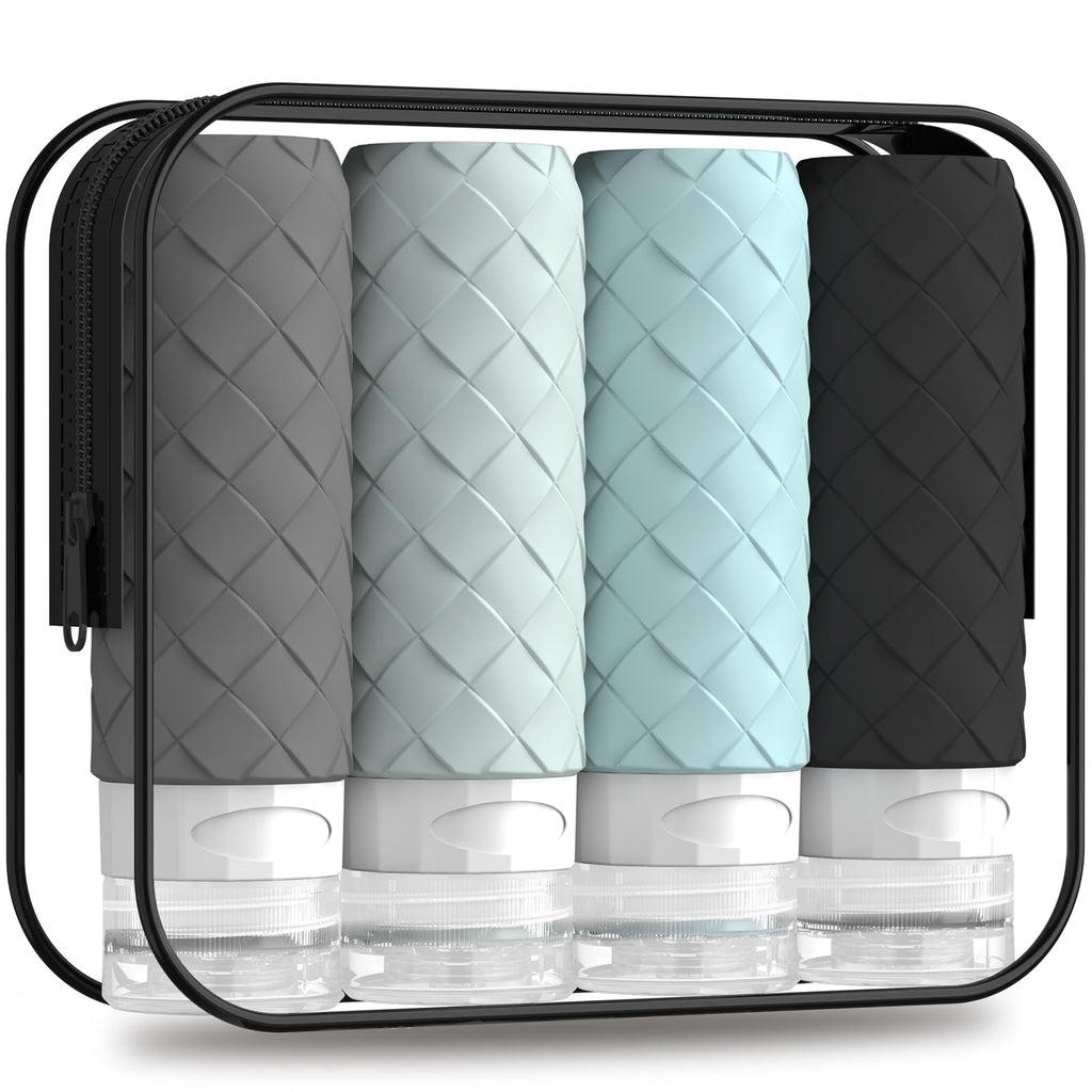 Silevoler Travel Bottles for Toiletries, TSA-Approved Travel Size Container | Woven Pattern BPA Free Silicone Leak Proof Refillable Liqus Shampoo And Conditioner Essentials Toiletry Bottles(Purple)