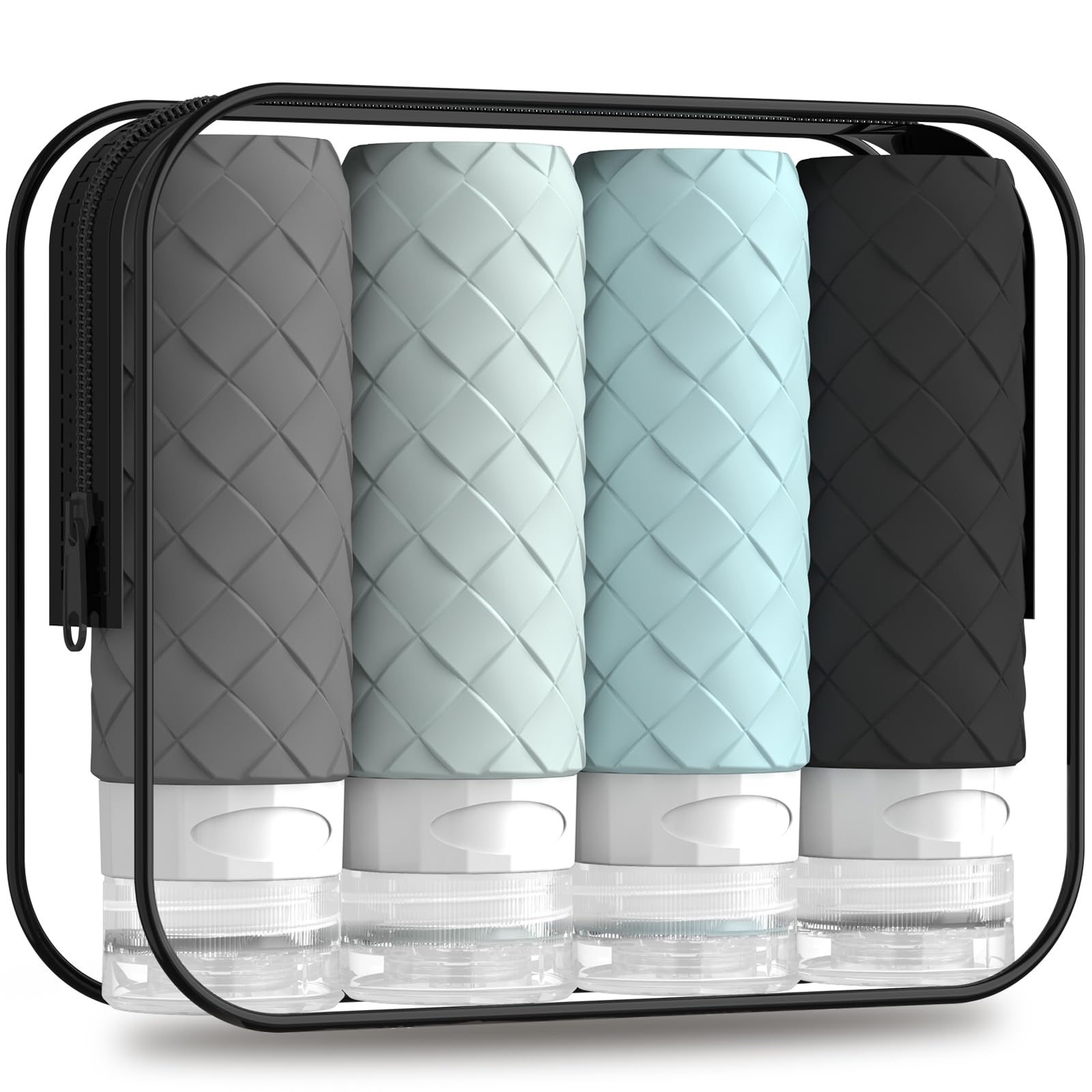 Silevoler Travel Bottles for Toiletries, TSA-Approved Travel Size Container | Woven Pattern BPA Free Silicone Leak Proof Refillable Liqus Shampoo And Conditioner Essentials Toiletry Bottles(Purple)