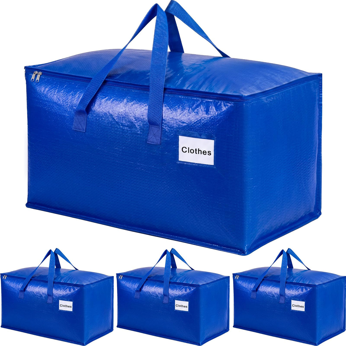 KYODOLED 10-Pack Clear Moving Bags Heavy Duty Extra Large, Storage Totes | Transparent, Reinforced Handles & Strong Zippers, Label Pocket, for College Dorm, Clothes, Bedding, Toys, Space-Saving
