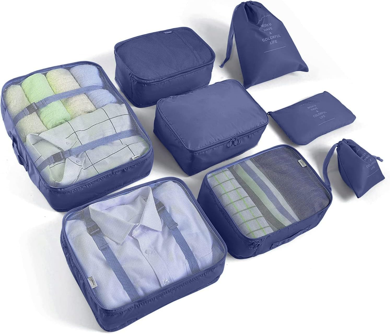 LANSKLBD 6/8 Set Packing Cubes for Suitcases Travel Luggage Packing Organizers,Travel Accessories Essentials Luggage Organizer with Shoe/Tioletry/Laundry Bag (Beige, 6 set)