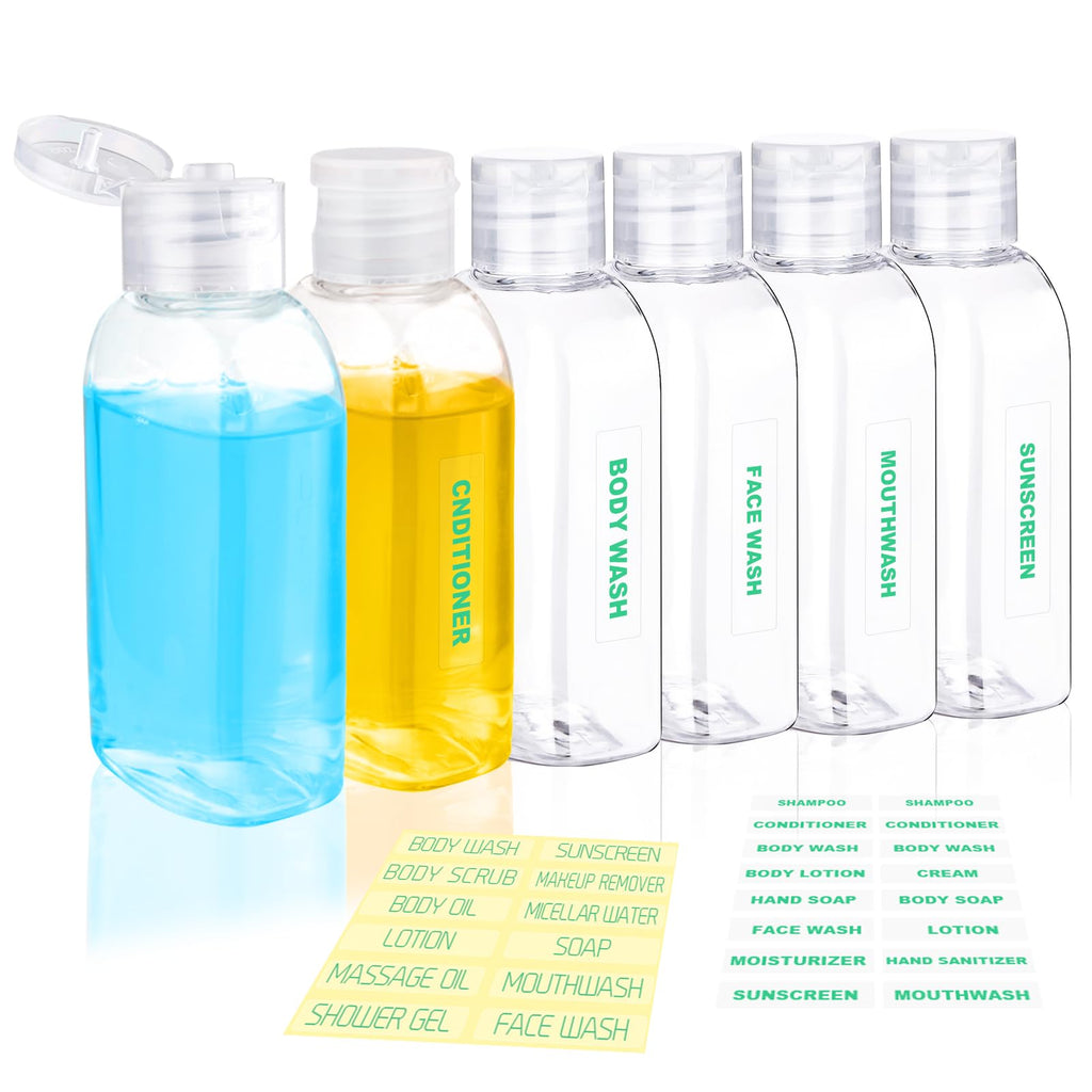 Cosywell 5pcs 3.4oz TSA Approved Amber Travel Bottles for Toiletries | Travel Shampoo Bottles, Leak Proof, Empty Lotion Containers, with Flip Cap, Plastic Squeeze Bottle, and a Toiletry Bag