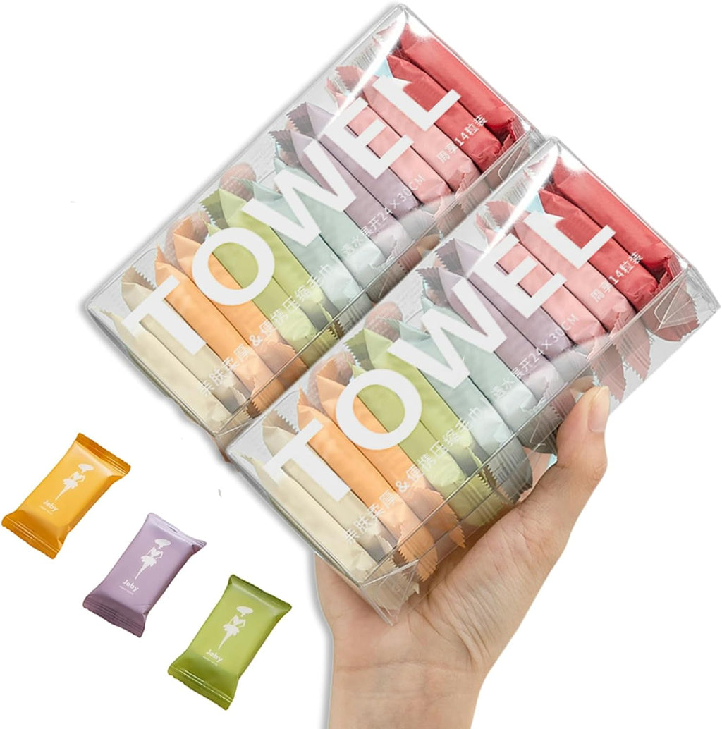 Disposable Compressed Towels, 28Pcs Travel Washcloth Tablets | Portable Compressed Towel, Thicker Super Absorbent for Travel, Face Towel Ideal for Outdoor Camping Hiking