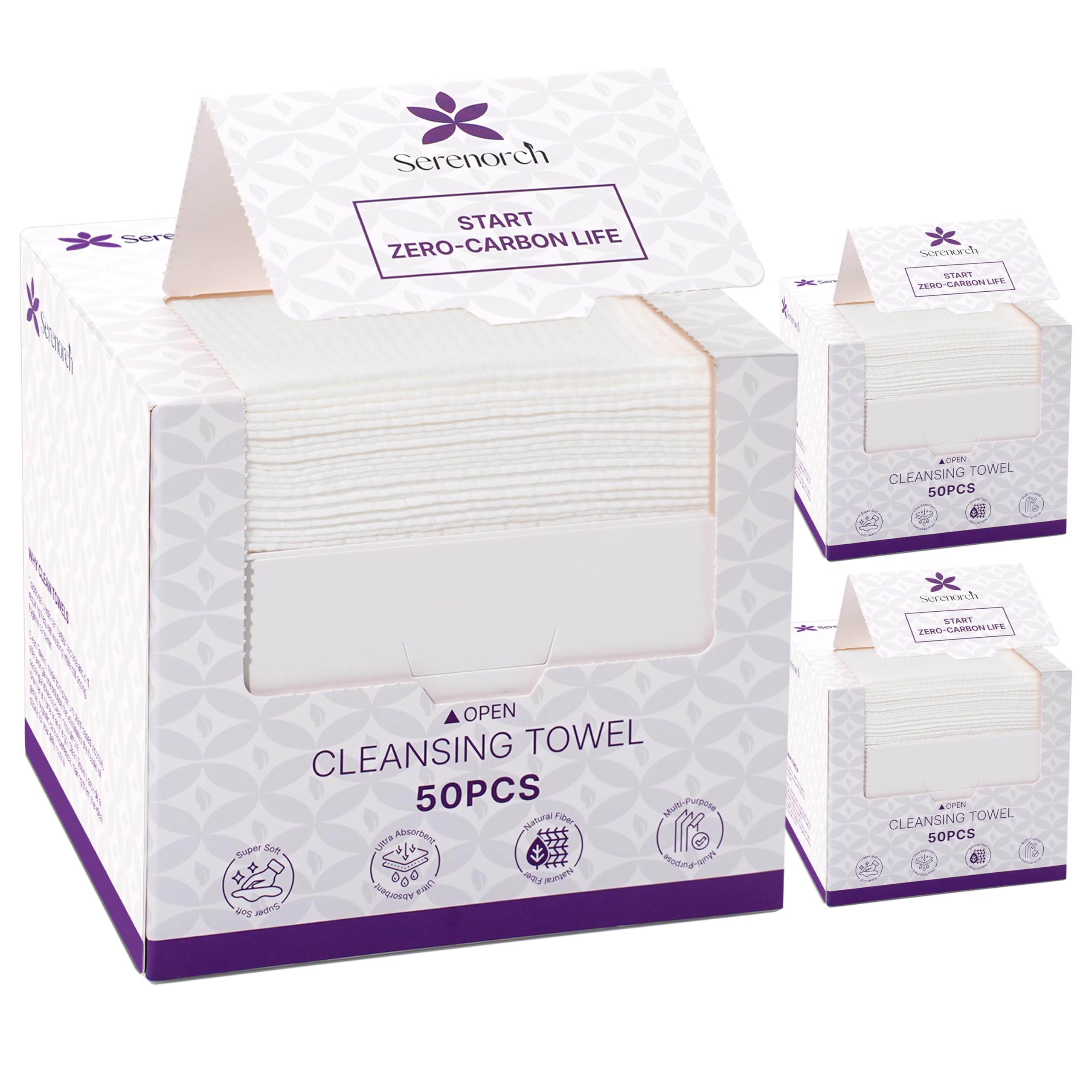 Disposable Face Towels XL, 50 Count | 10" x 12" Ultra Thick Facial Cleansing Cloths, Soft Dry Wipes for Sensitive Skin, Lint-Free Makeup Remover Towelettes