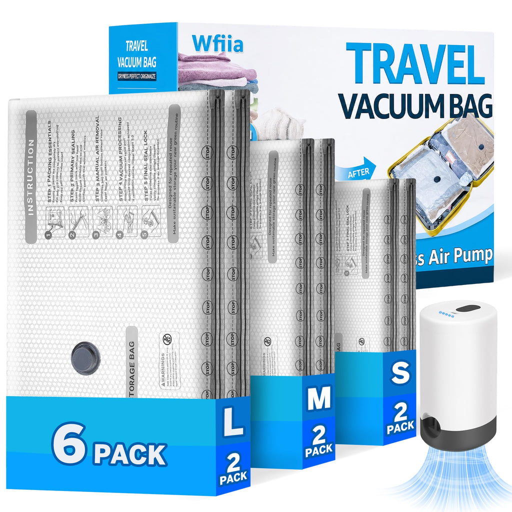 15+1 Packs Vacuum Bags for Travel with Rechargeable Pump, 3 Sizes Vacuum Seal Bags for Clothing, Compression Vacuum Travel Bags for Luggage, Vacuum Packing Bags for Closet Organization