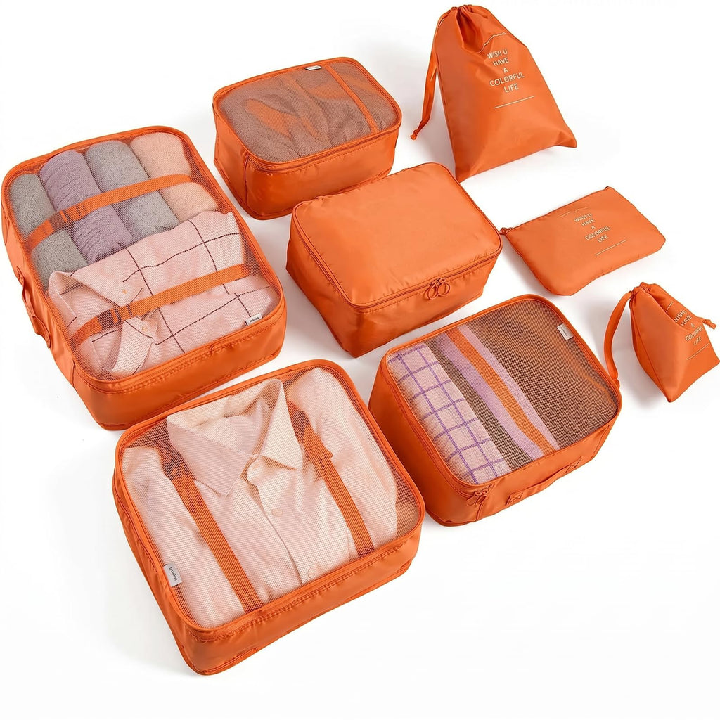 LANSKLBD 6/8 Set Packing Cubes for Suitcases Travel Luggage Packing Organizers,Travel Accessories Essentials Luggage Organizer with Shoe/Tioletry/Laundry Bag (Beige, 6 set)