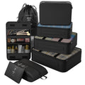 8 Set Packing Cubes for Travel,Suitcase Organizer Bags for Luggage with Shoe & Hanging Toiletry Bag, Vacation Essentials & Accessories for Cruise Ship, Airplane Must-Have,Road Trip & Camp Gifts(Cream)