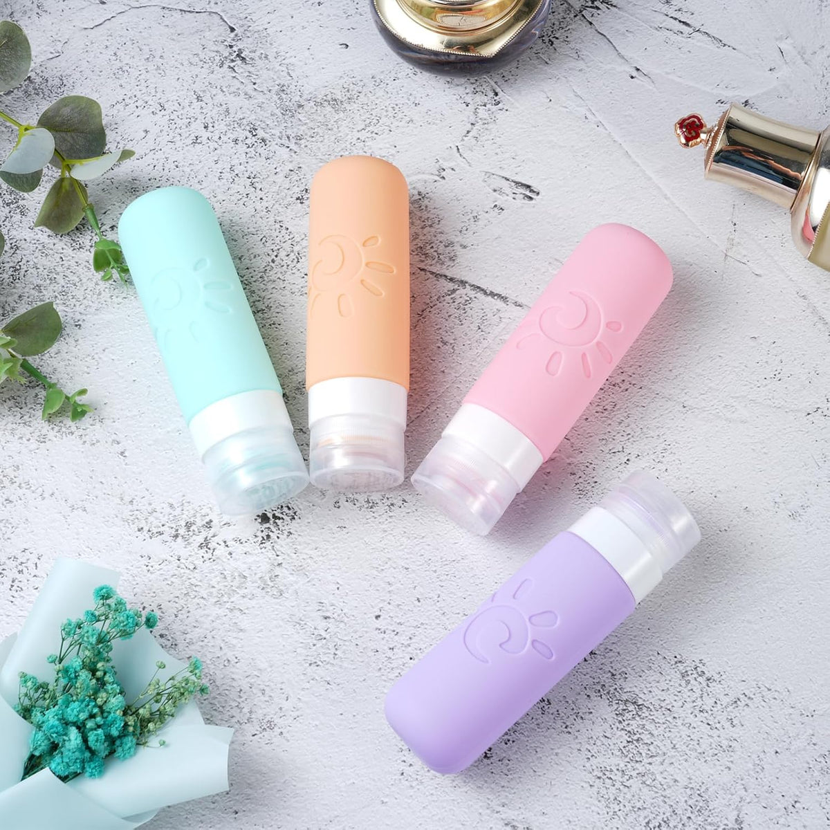 Zafit Travel Bottles for Toiletries, TSA Approved Travel Containers 3oz Leak Proof Travel Tubs Refillable Liquid Travel Accessories for Shampoo Conditioner Lotion Body Wash(Multicolored C)