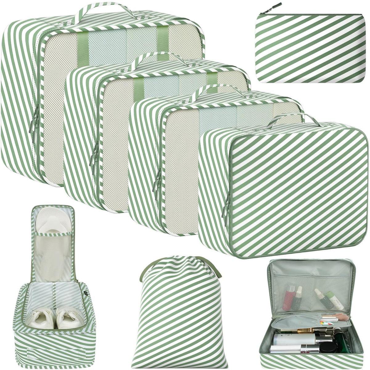 BAGAIL 8 Set Packing Cubes Luggage Packing Organizers for Travel Accessories-Blush Pink