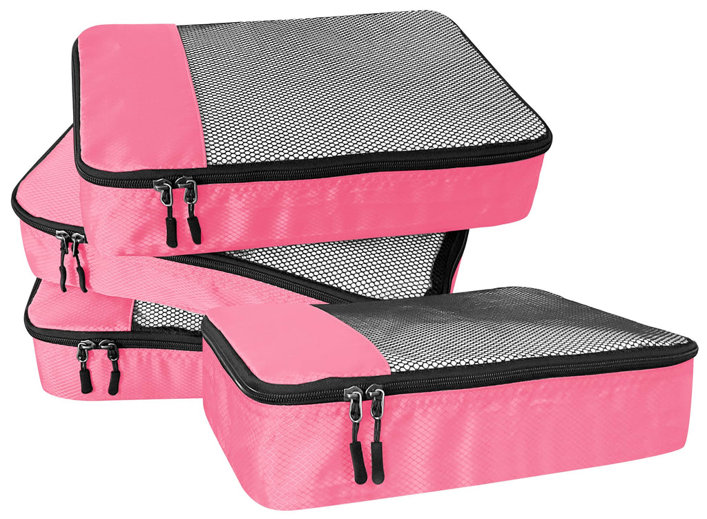 WTREE 4-Piece Packing Cubes Travel Accessories Set for Suitcases - Luggage Organizer Bags with Double Zipper - Mesh Top - Small/Medium/Large/Slim - Grey