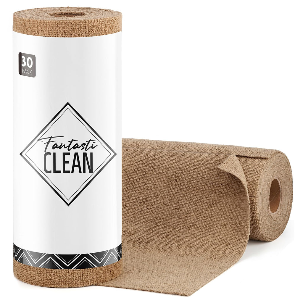 Fantasticlean Microfiber Cleaning Cloth Roll -75 Pack, 12" x 12" (Pink) | Reusable Alternative to Paper Towels, Ultra Absorbent, Lint-free Microfiber Towel Roll, for All-Purpose Cleaning
