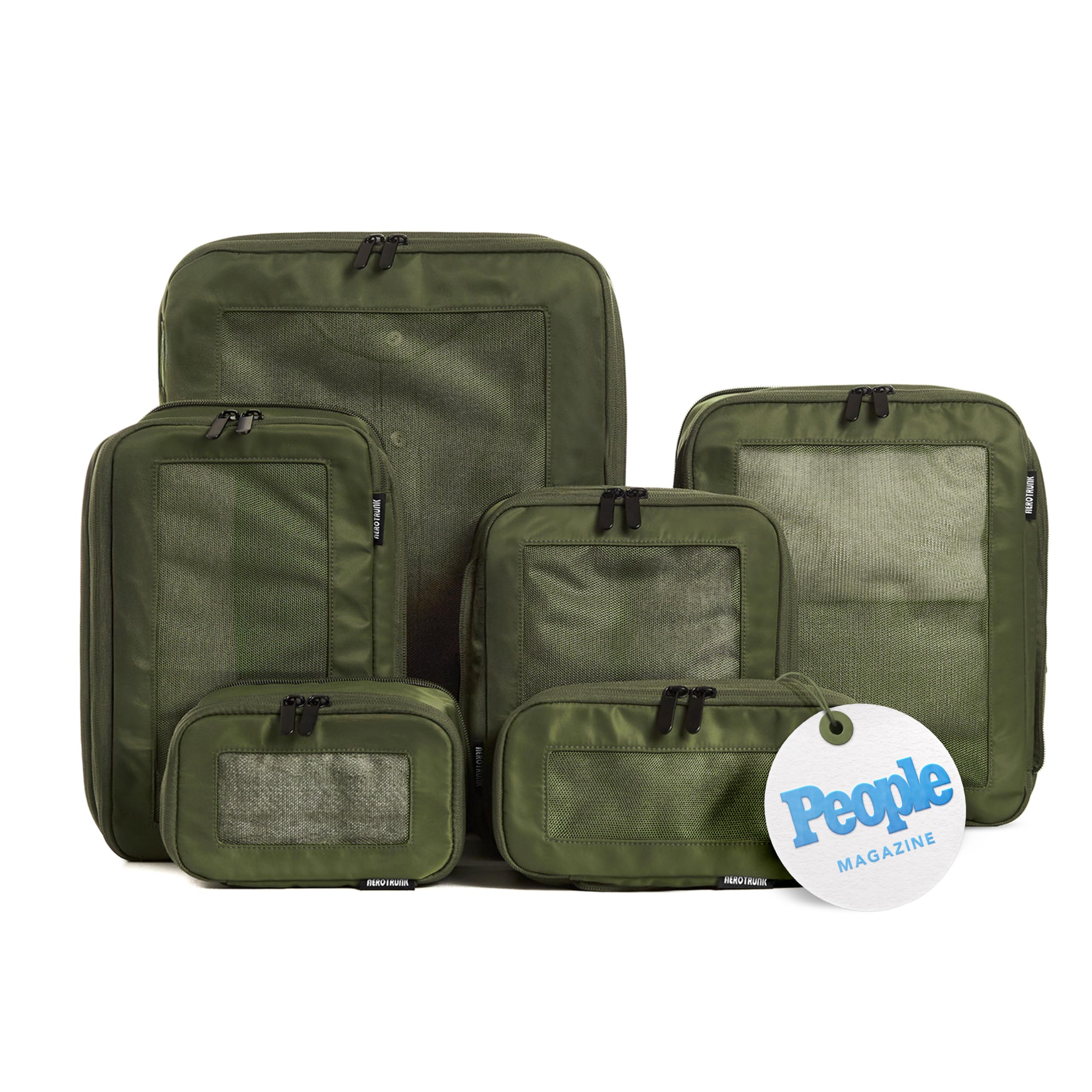 Compression Packing Cubes for Travel, 6-Pack, Beige | Solves overpacking, 6-Piece set fits most suitcases, 50% Space savings, Compression luggage organizer bags
