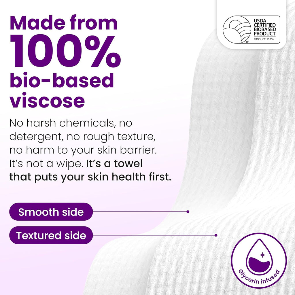 Reduces Fine Lines and Wrinkles in 6 weeks or Less, CLEAN SKIN CLUB Healthy Aging Clean Towels® XL, Disposable Face Towels, XL - 1 Pack (50 count)