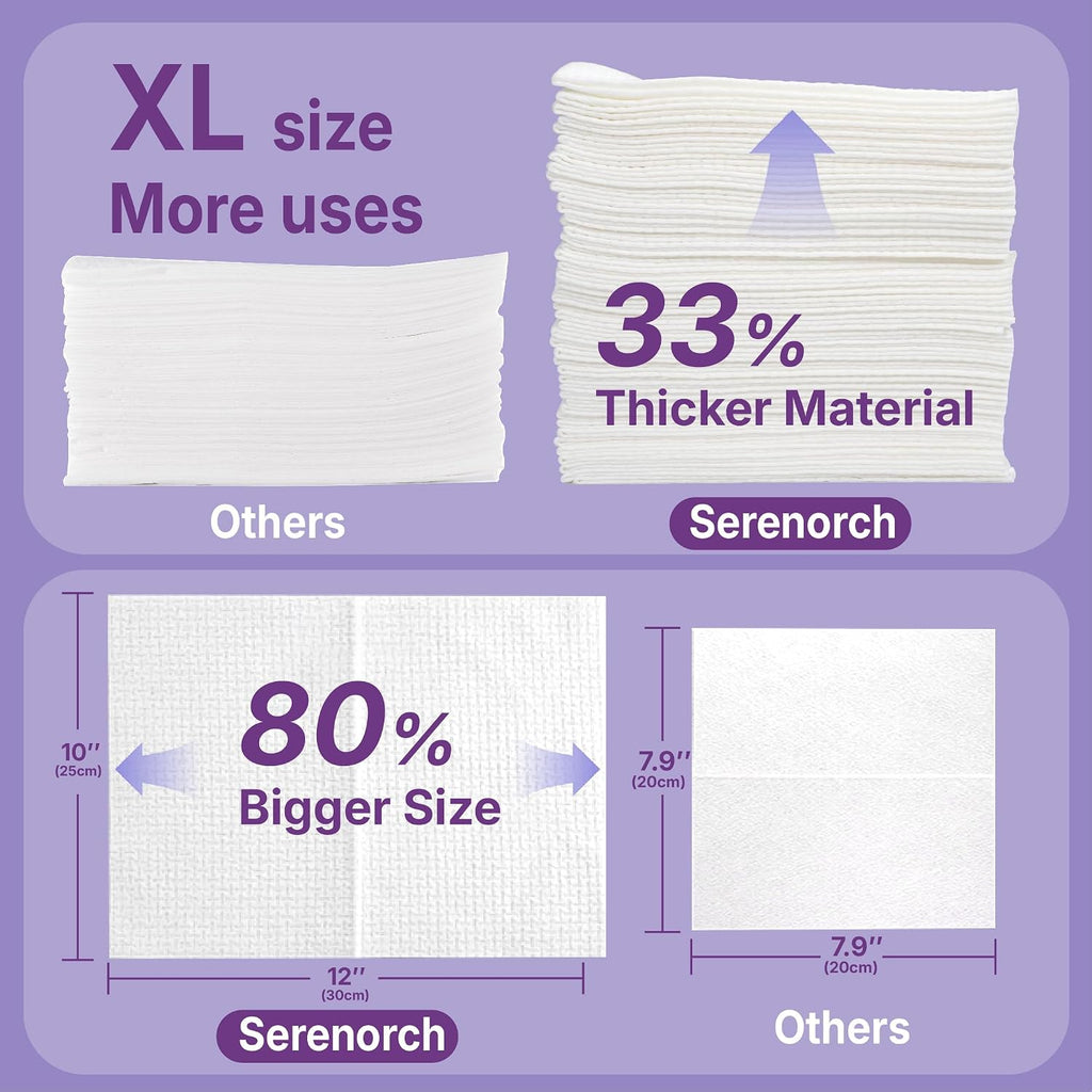 Disposable Face Towels XL, 50 Count | 10" x 12" Ultra Thick Facial Cleansing Cloths, Soft Dry Wipes for Sensitive Skin, Lint-Free Makeup Remover Towelettes
