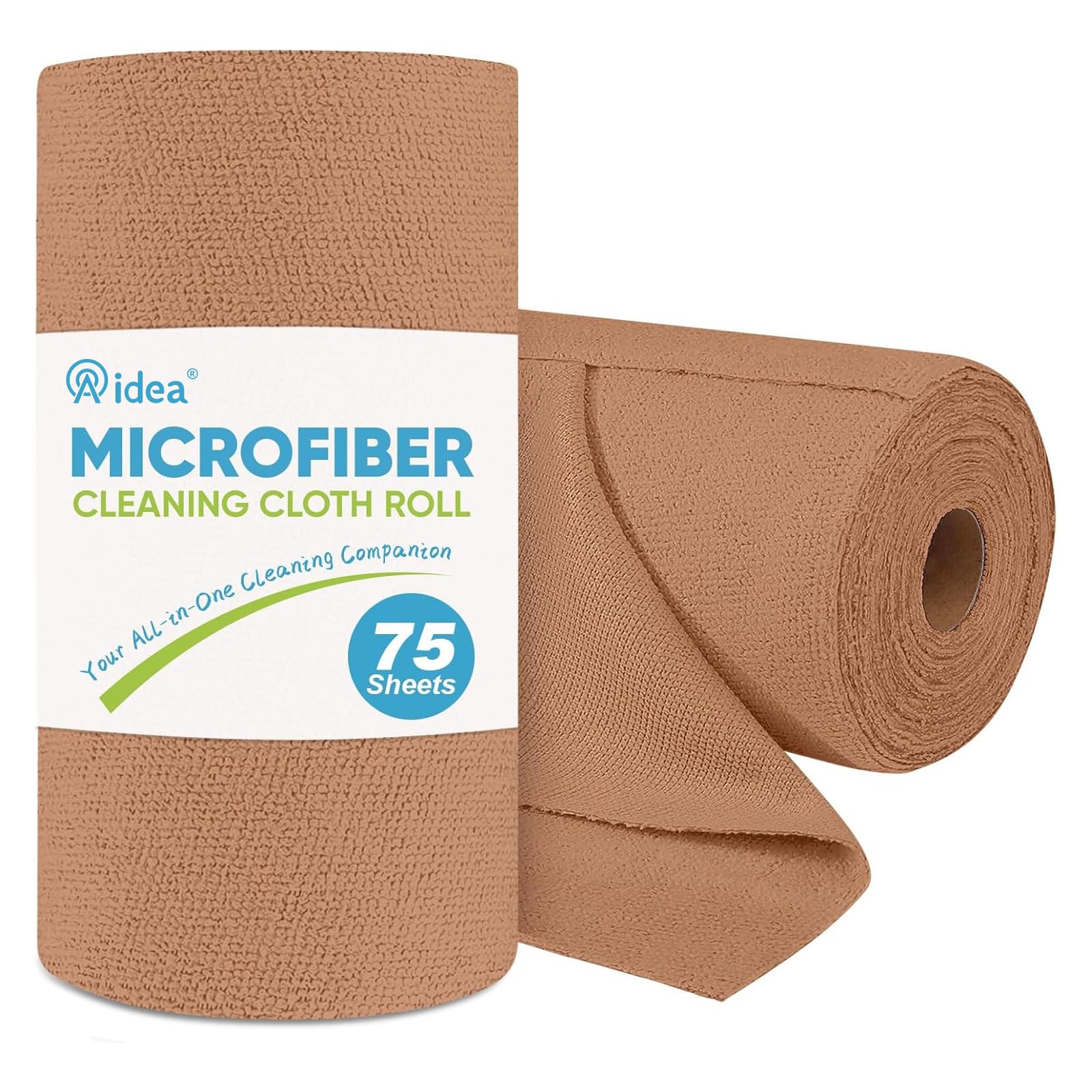 AIDEA Microfiber Cleaning Cloth Roll-50PK, Paper Towels Reusable 11.5×11.5" | Tear Away Towels, Washable Shop Rags, Microfiber Towels for Cars, Lint Free Rags for House, Kitchen, Window, Grey