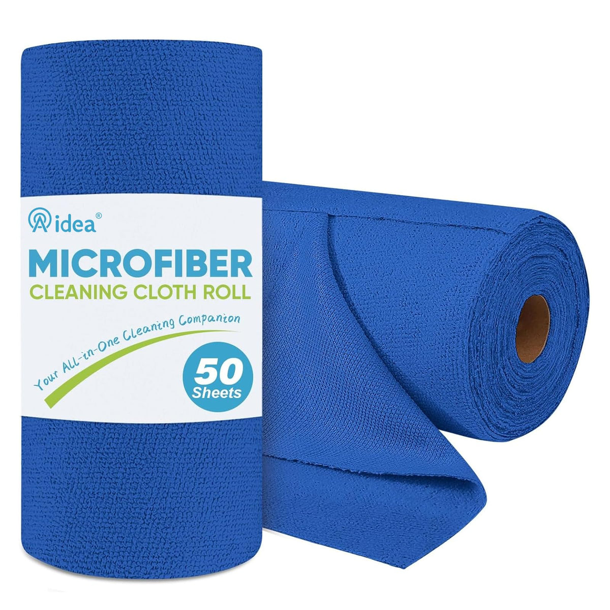 AIDEA Microfiber Cleaning Cloth Roll-50PK, Paper Towels Reusable 11.5×11.5" | Tear Away Towels, Washable Shop Rags, Microfiber Towels for Cars, Lint Free Rags for House, Kitchen, Window, Grey