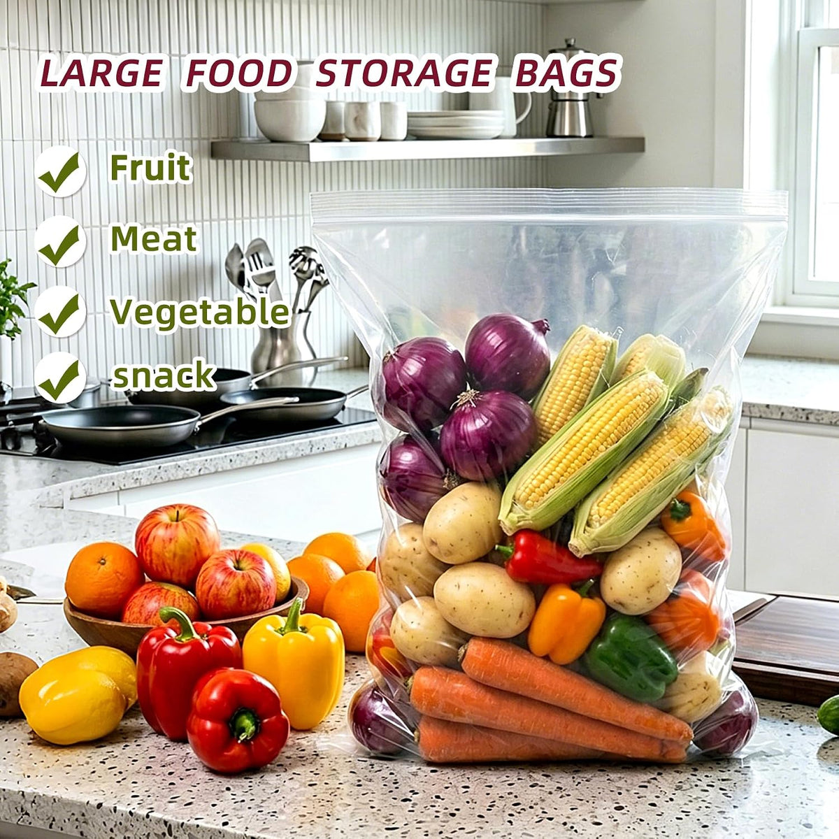 Yotelab Large 5 Gallon Plastic Zipper Storage Bags, 18x24 Inch, 12Pcs | Clear, Resealable, Large Zip Bags for Clothes, Travel, Moving