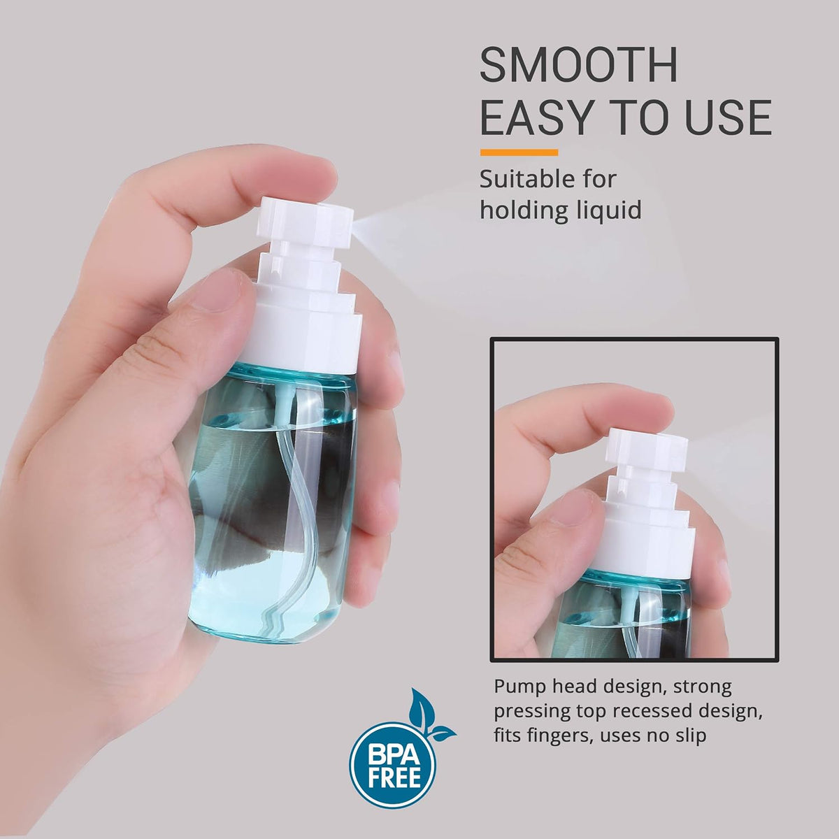 RELANOR Pack 2 Small Spray Bottle Travel Size 2oz/60ml | Fine Mist Mini Empty Spray Bottles - Leak Proof - for Toners, Face & Hair Mist