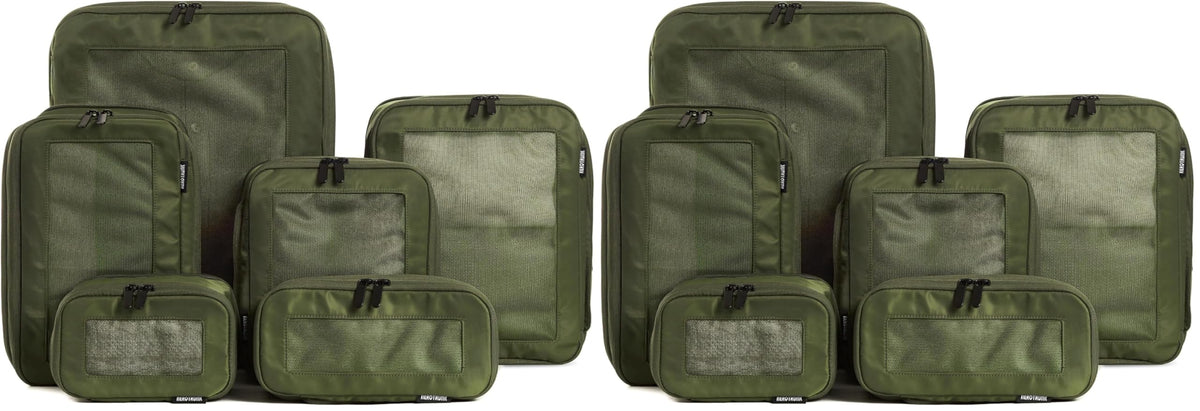 Compression Packing Cubes for Travel, 6-Pack, Beige | Solves overpacking, 6-Piece set fits most suitcases, 50% Space savings, Compression luggage organizer bags