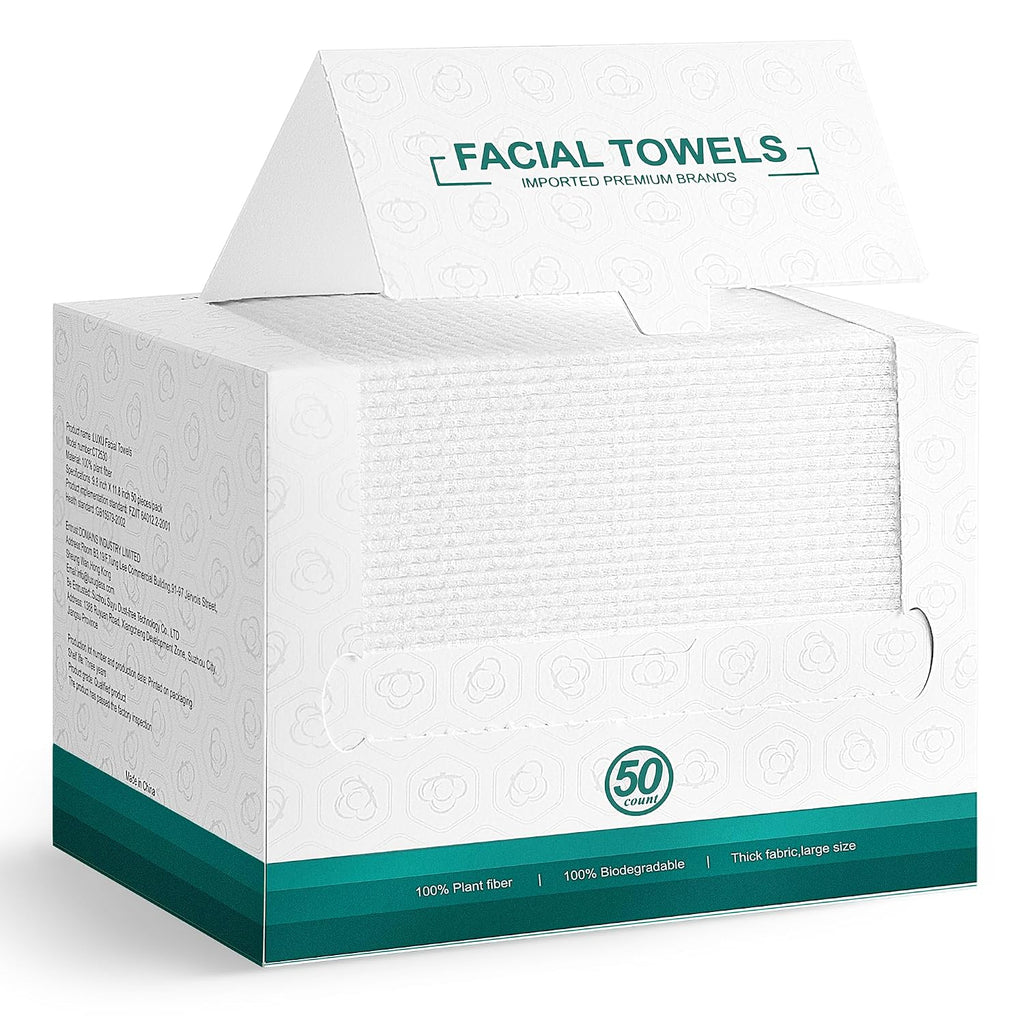 Face Towels,Facial Towels,Disposable Face Towel,10"x12"Face Cloths | Makeup Remover Face Towelettes Disposable,50 Count Disposable Face Cloths for All Skin Types,Ultra‑Soft Clean Face Towel