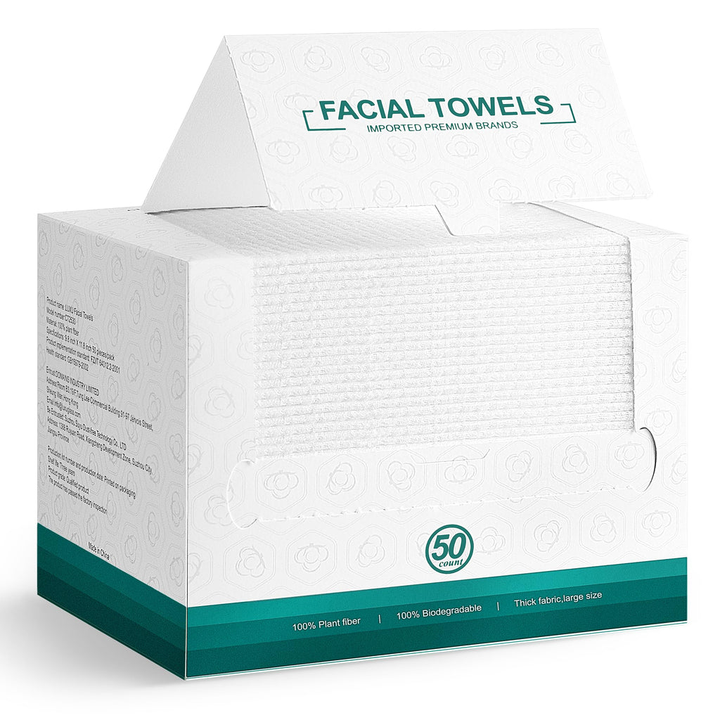 Face Towels,Facial Towels,Disposable Face Towel,10"x12"Face Cloths | Makeup Remover Face Towelettes Disposable,50 Count Disposable Face Cloths for All Skin Types,Ultra‑Soft Clean Face Towel