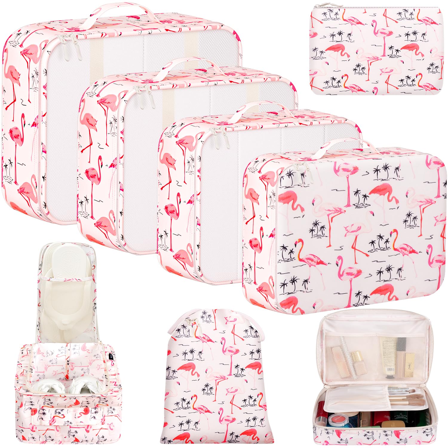 BAGAIL 8 Set Packing Cubes Luggage Packing Organizers for Travel Accessories-Blush Pink