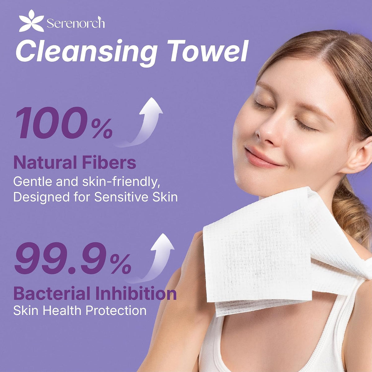 Disposable Face Towels XL, 50 Count | 10" x 12" Ultra Thick Facial Cleansing Cloths, Soft Dry Wipes for Sensitive Skin, Lint-Free Makeup Remover Towelettes