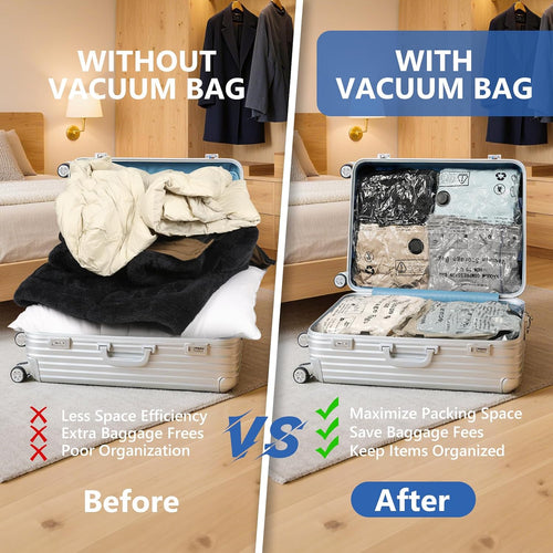 18 Pack Travel Vacuum Bags for Clothing with Rechargeable Wireless Air Pump | Compression Seal Packing Bags for Luggage Suitcase,Carry-on Size Space Saver Vacuum Storage Bags