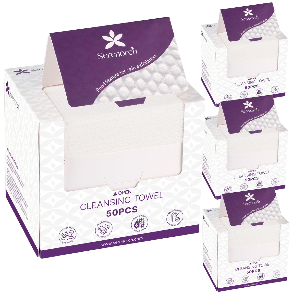 Disposable Face Towels XL, 50 Count | 10" x 12" Ultra Thick Facial Cleansing Cloths, Soft Dry Wipes for Sensitive Skin, Lint-Free Makeup Remover Towelettes