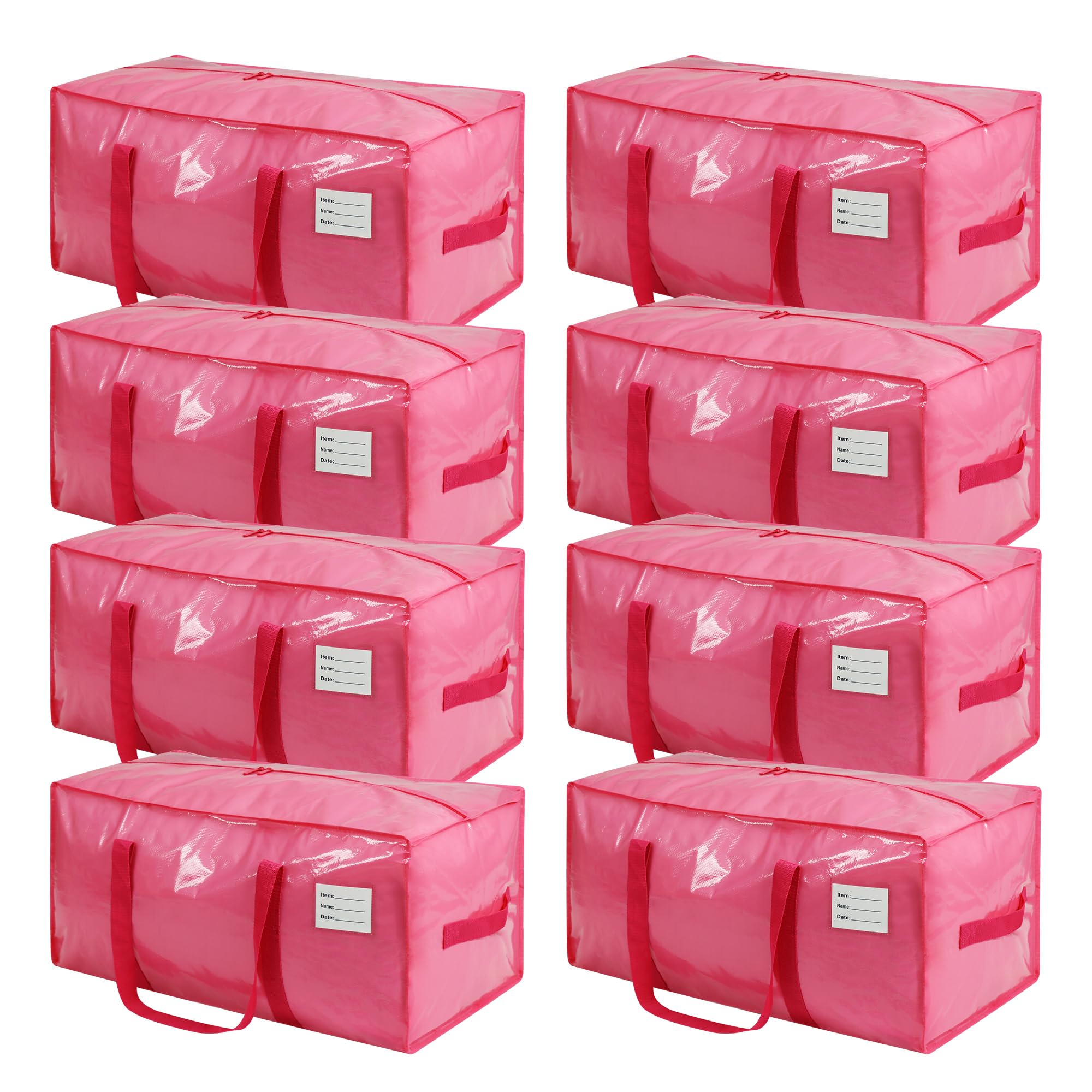VTSVTS 6 Pack Extra Heavy Duty Large Moving Bags with Comfortable Handle & Strong Zipper,Storage Totes for Space Saving Moving Storage College Supplies Alternative to Moving Box,Pink
