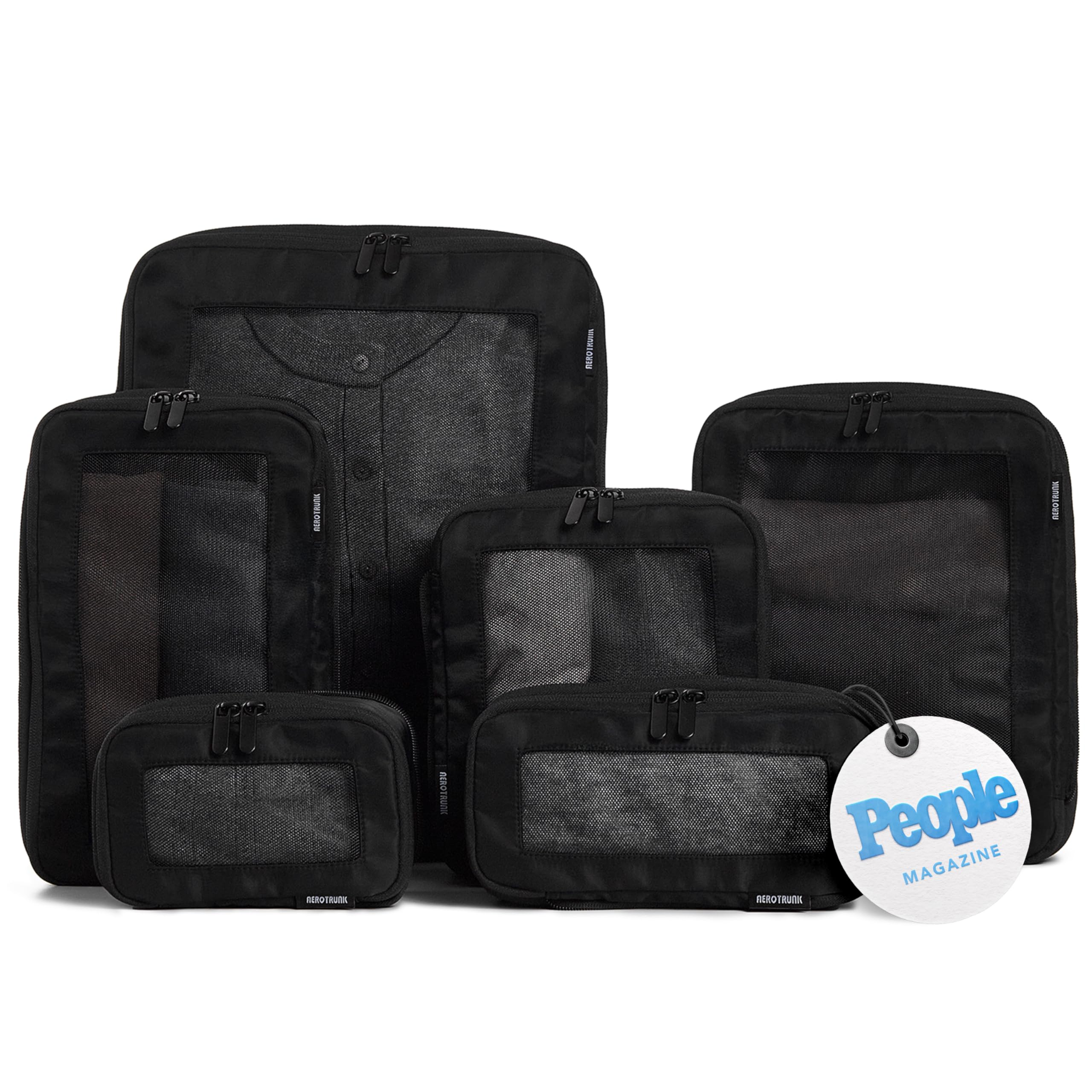 Compression Packing Cubes for Travel, 6-Pack, Beige | Solves overpacking, 6-Piece set fits most suitcases, 50% Space savings, Compression luggage organizer bags