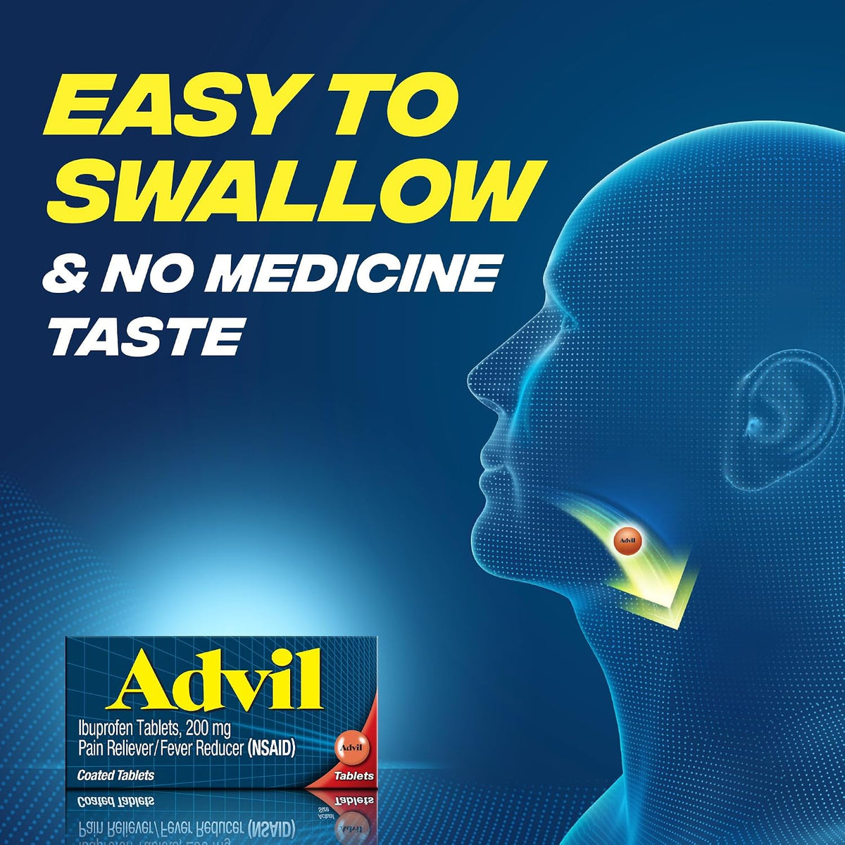Advil Tablets, Ibuprofen 200mg, Pain Relief, 10 Count Vial | Relieves Headaches, Back Pain and Menstrual Pain, Reduces Fever, Travel Size Tablets, Fast Acting