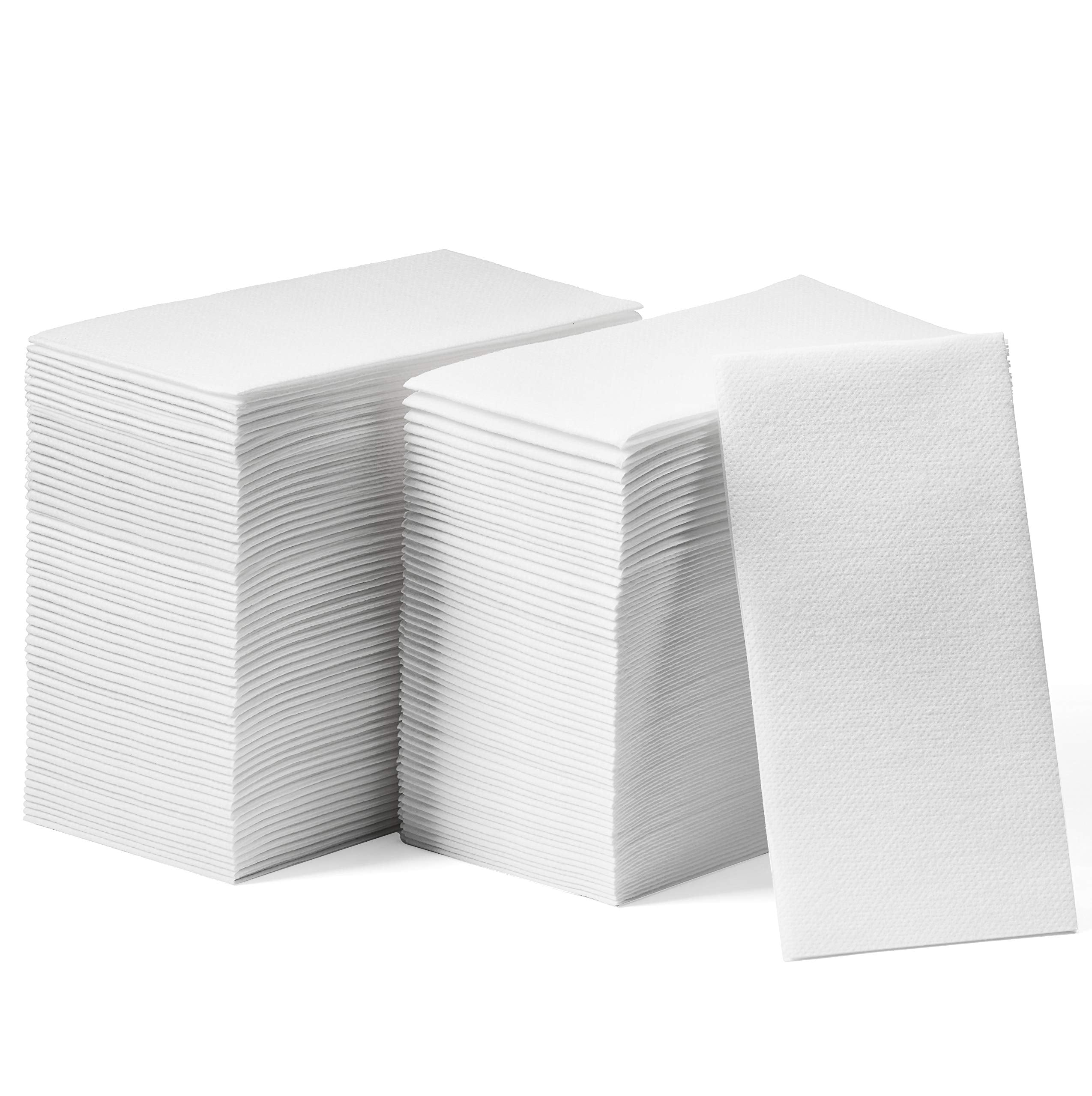 Disposable Linen-Feel Guest Towels - 12" x 17" Cloth-Like Hand Towels - Made In USA, Soft And Absorbent Paper Napkin For Bathroom, Kitchen, Or Event [Extra-Soft - Pack of 50], White