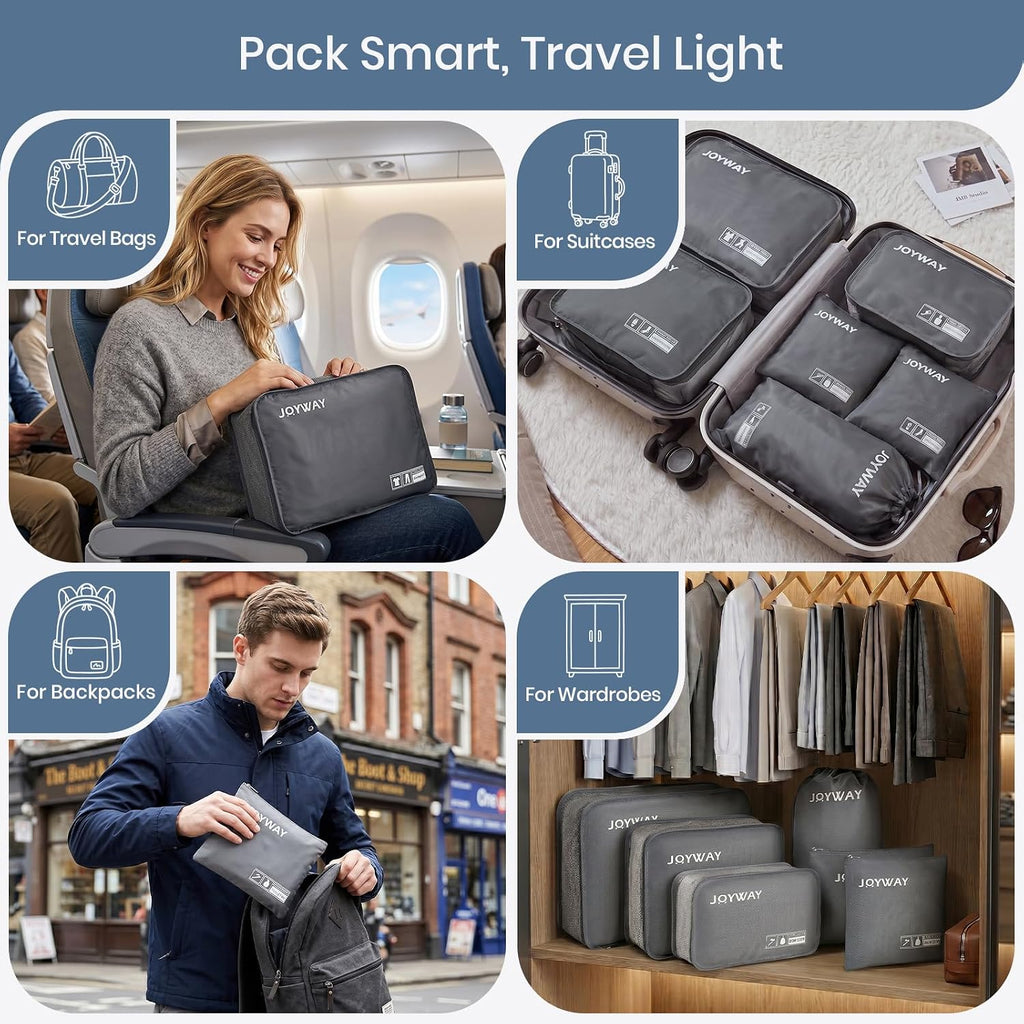 Joyway 6 Set Packing Cubes for Travel, Lightweight Luggage Organizer Bags for Suitcases, Travel Essentials Clothes Storage Bags for Carry On, Backpack, Vacation and Business Trips