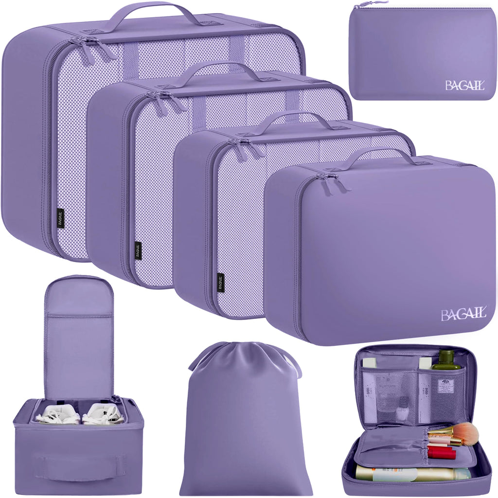 BAGAIL 8 Set Packing Cubes Luggage Packing Organizers for Travel Accessories-Blush Pink