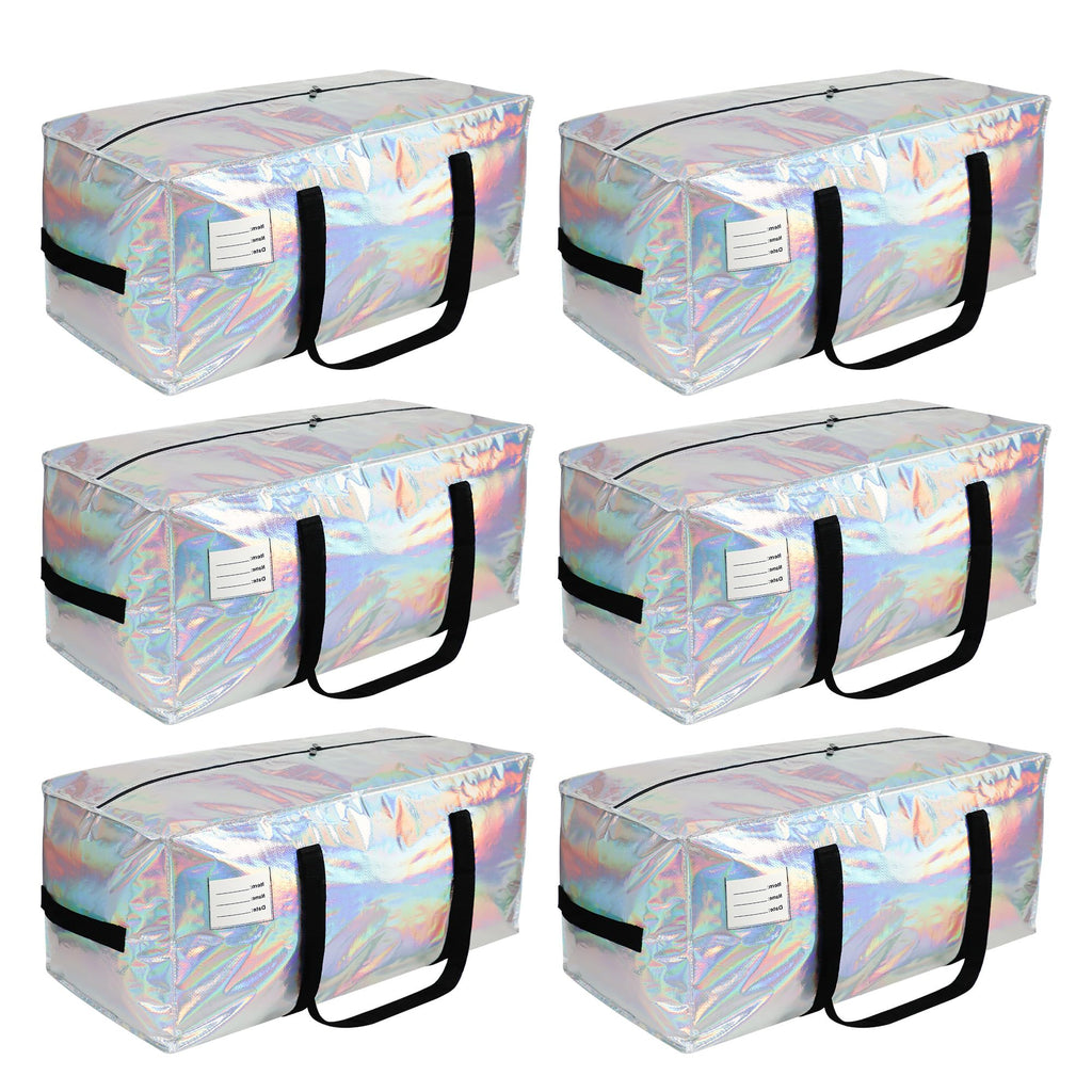 VTSVTS 6 Pack Extra Heavy Duty Large Moving Bags with Comfortable Handle & Strong Zipper,Storage Totes for Space Saving Moving Storage College Supplies Alternative to Moving Box,Pink