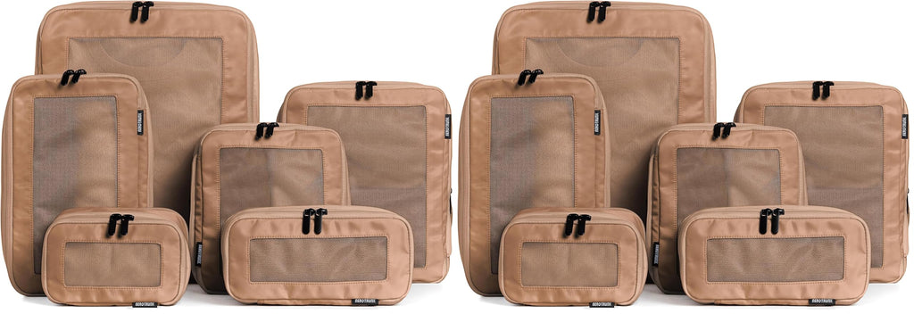 Compression Packing Cubes for Travel, 6-Pack, Beige | Solves overpacking, 6-Piece set fits most suitcases, 50% Space savings, Compression luggage organizer bags