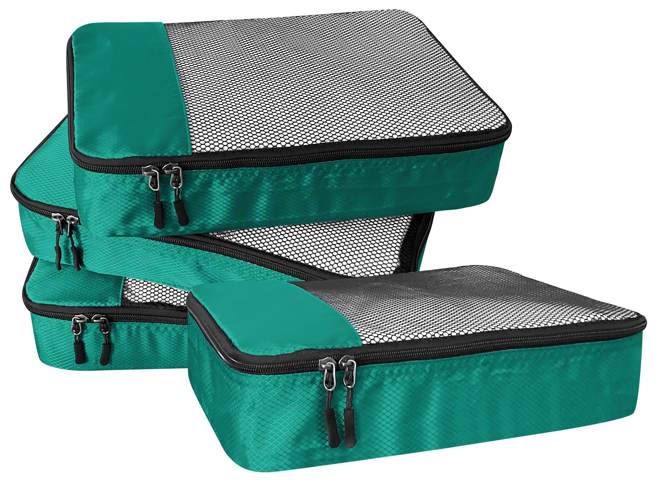 WTREE 4-Piece Packing Cubes Travel Accessories Set for Suitcases - Luggage Organizer Bags with Double Zipper - Mesh Top - Small/Medium/Large/Slim - Grey