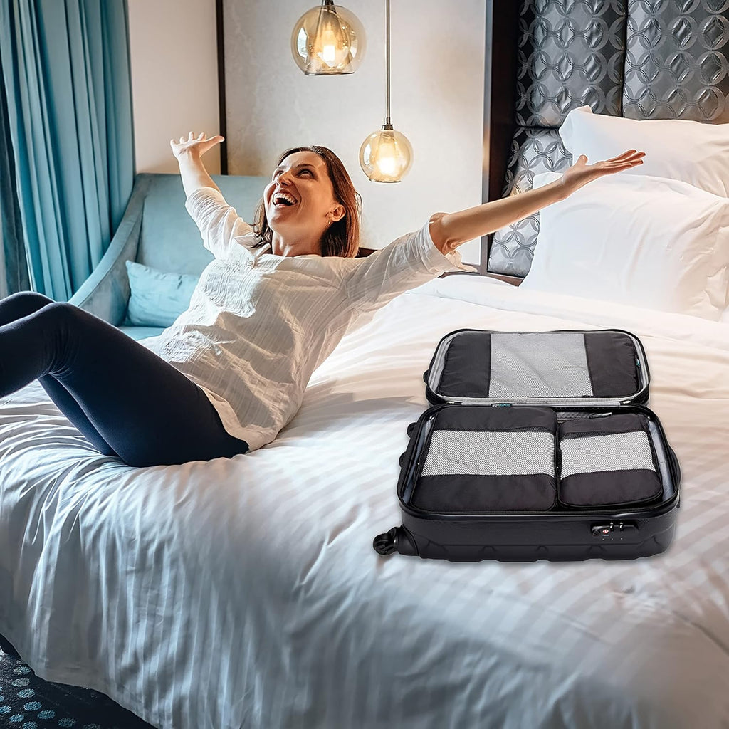 Travel Wise Packing Cubes for Travel - 5 Piece Set with Pattern Design, Lightweight Ripstop Nylon Luggage Organizers with Mesh Panel, Small Medium Large Sizes