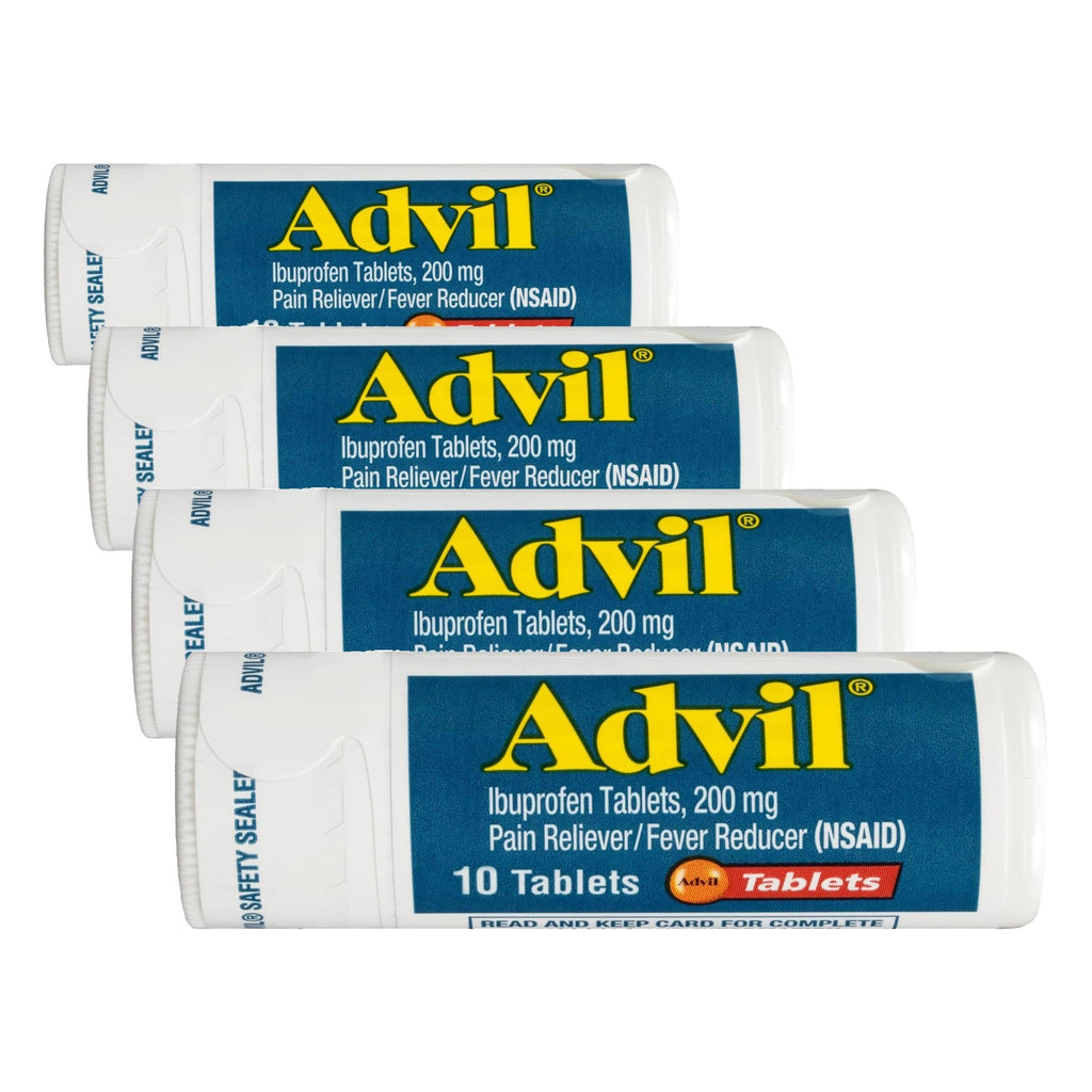 Advil Tablets, Ibuprofen 200mg, Pain Relief, 10 Count Vial | Relieves Headaches, Back Pain and Menstrual Pain, Reduces Fever, Travel Size Tablets, Fast Acting