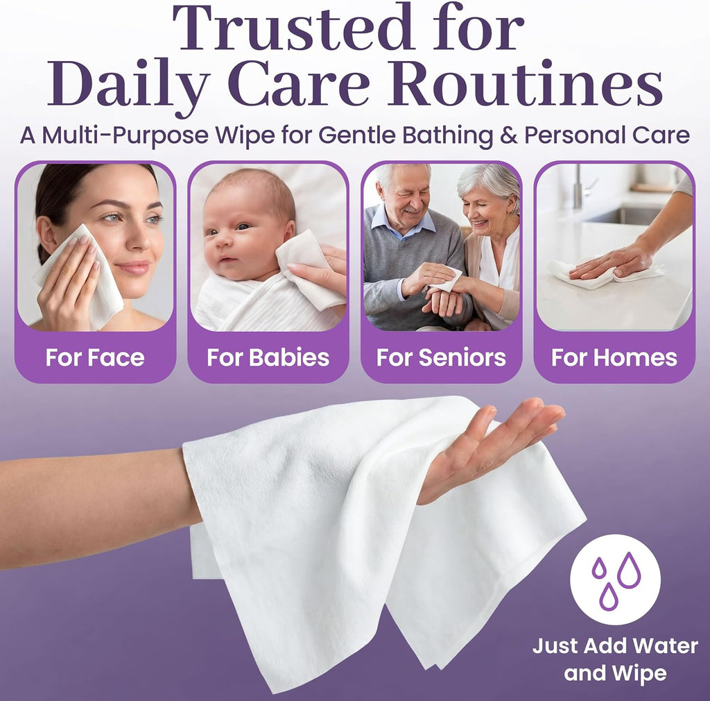Disposable Dry Wipes, 100 Pack – Ultra Soft Non-Moistened Cleansing Cloths for Adults, Incontinence, Baby Care, Makeup Removal – 9.5" x 13.5" - Hospital Grade, Durable – by ProHeal