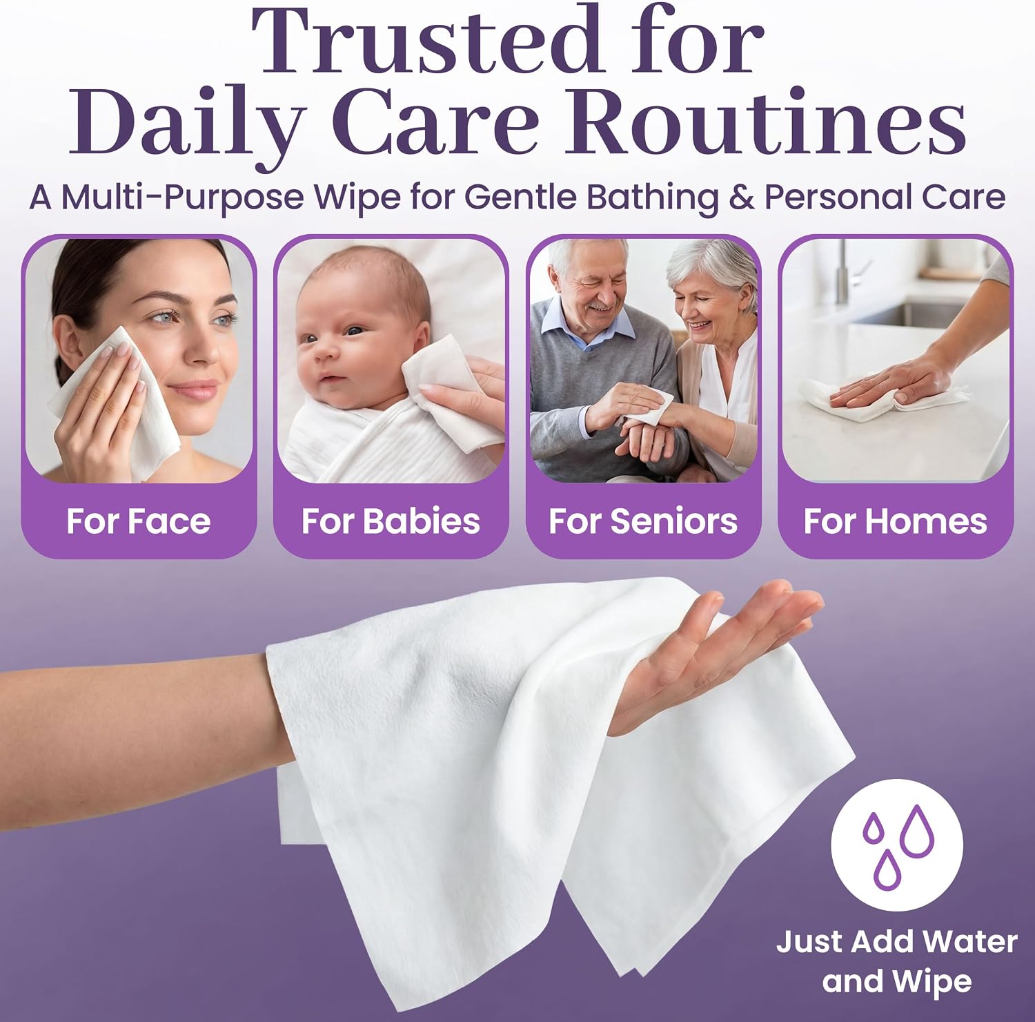Disposable Dry Wipes, 100 Pack – Ultra Soft Non-Moistened Cleansing Cloths for Adults, Incontinence, Baby Care, Makeup Removal – 9.5" x 13.5" - Hospital Grade, Durable – by ProHeal