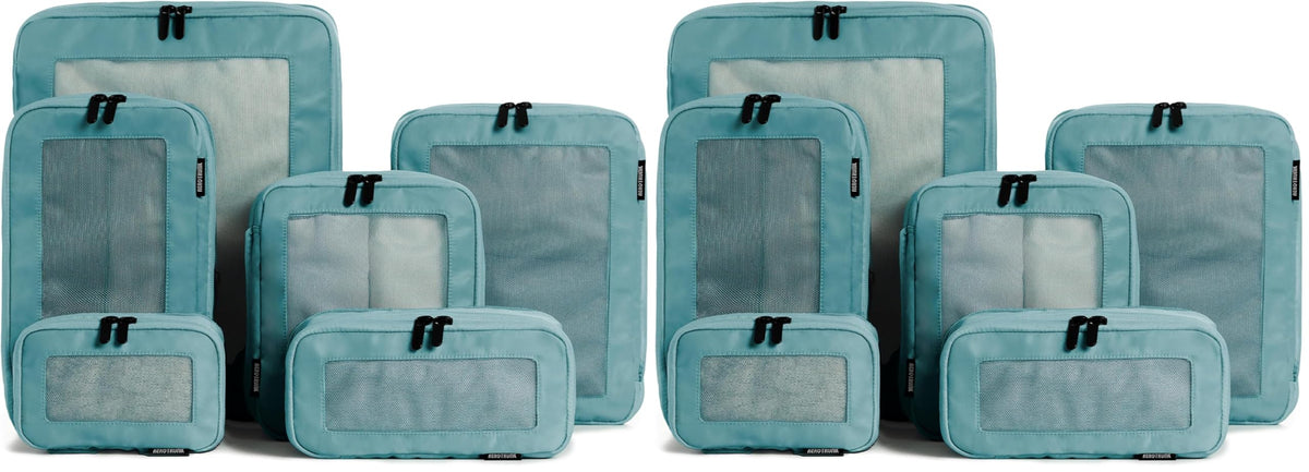 Compression Packing Cubes for Travel, 6-Pack, Beige | Solves overpacking, 6-Piece set fits most suitcases, 50% Space savings, Compression luggage organizer bags